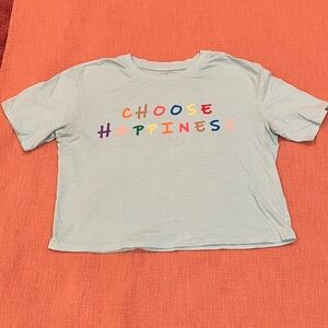 NOBO 'Choose Happiness' Multicolor Graphic cropped short sleeve t-shirt